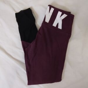 Pink VICTORIA'S SECRET Yoga Pants Sheer Mesh Strappy Ankle Leggings